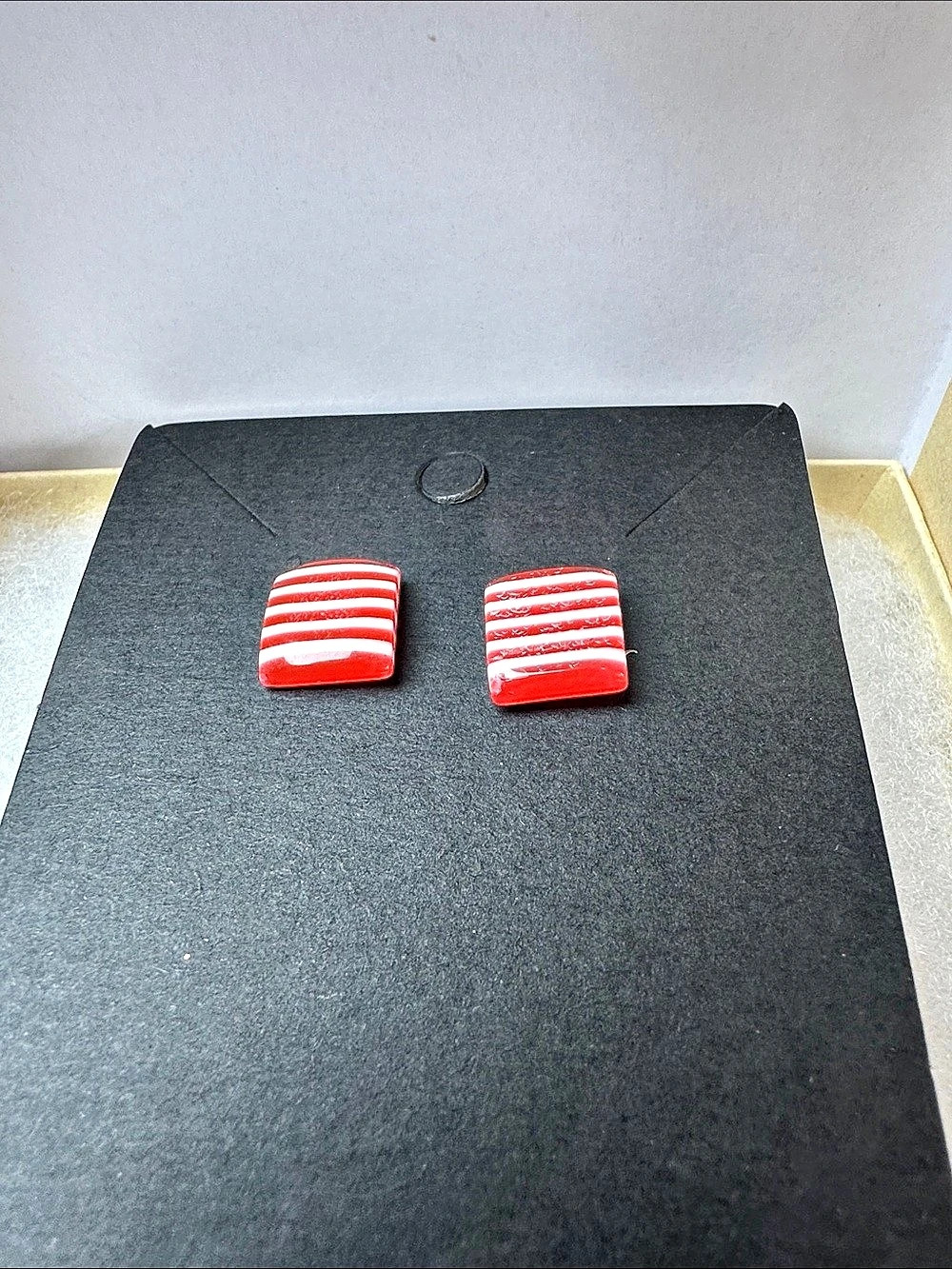Red & White Striped Earrings